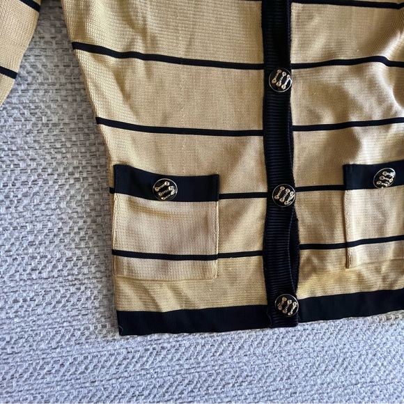 CACHE RIBBED METALLIC GOLD STRIPED SHIRT WOMENS SIZE SMALL - Picture 7 of 9